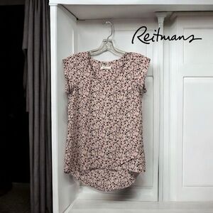 Reitmans, Pink Floral Sleeveless Blouse, XS